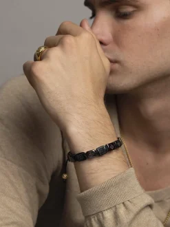 Men's Ceramic Flatbead Bracelet in Red and Black