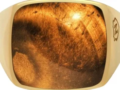 Men's Gold Signet Ring with Brown Tiger Eye