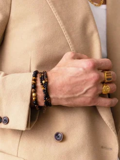 Men's Gold Signet Ring with Brown Tiger Eye