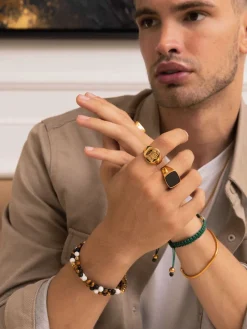 Men's Gold Signet Ring with Onyx