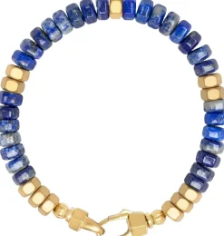 Men's Hexagon Beaded Bracelet with Blue Lapis and Gold