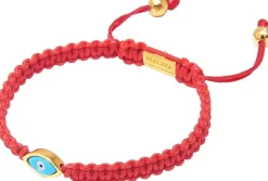 Men's Red String Bracelet with Gold Evil Eye