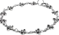 Men's Silver Fleur de Lis Linked Bracelet