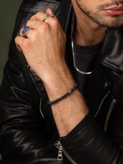 Men's Wristband with Matte Onyx and Black CZ Diamond