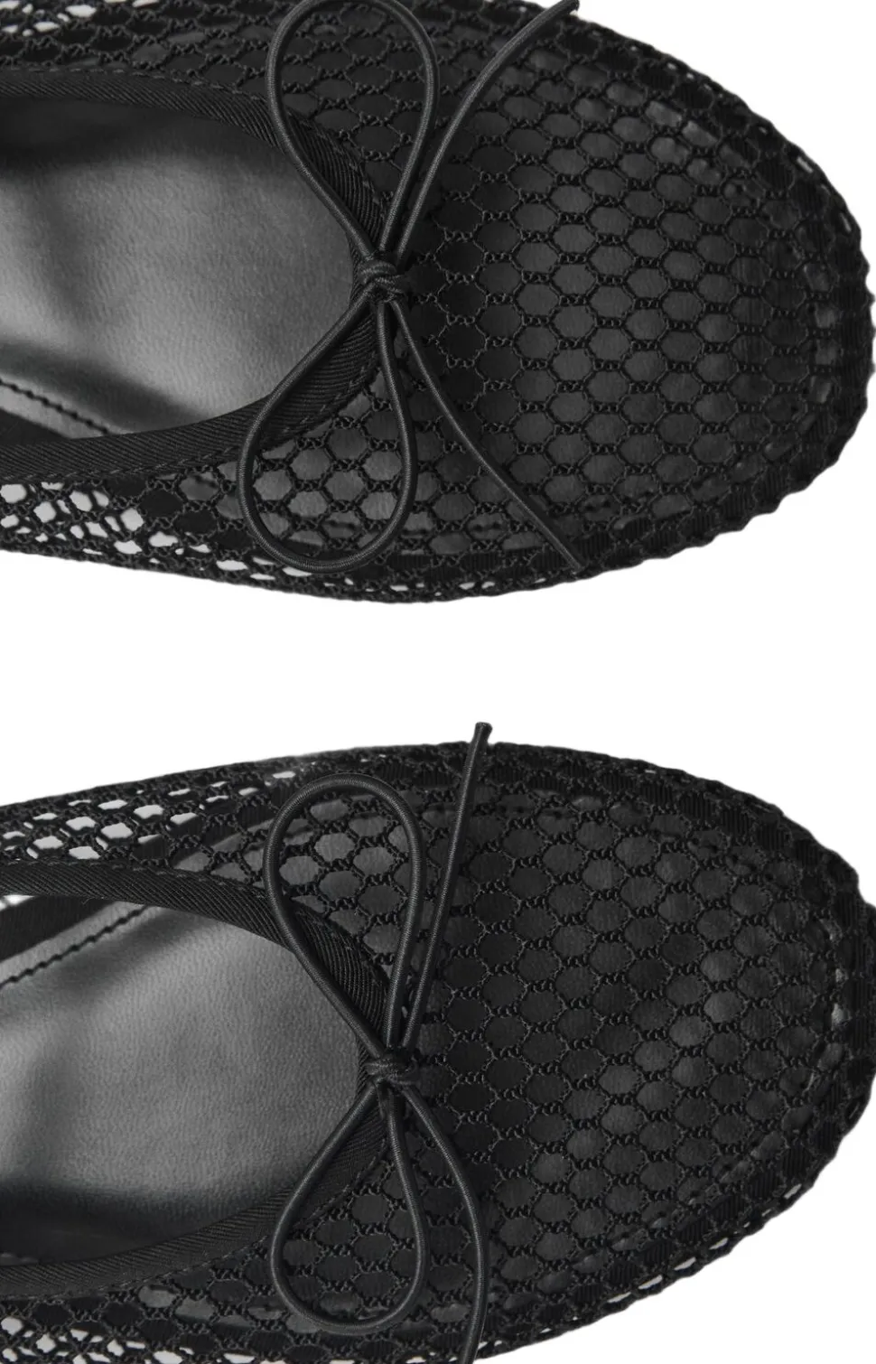 Mesh ballet flats with strap and bu