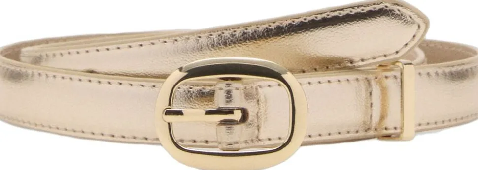 Metallic belt with oval buckle
