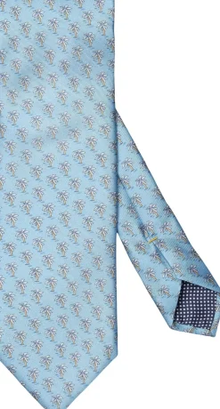 Mid blue Motif Print Silk Tie