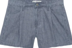 Mid-rise striped denim shorts