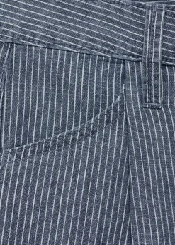 Mid-rise striped denim shorts