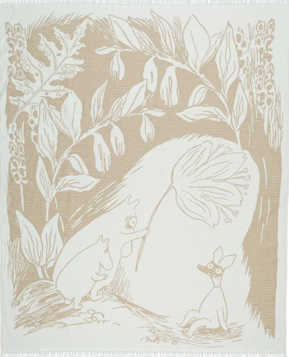 Moomin Arabia 130x170cm bomuldstæppe beige GOTS