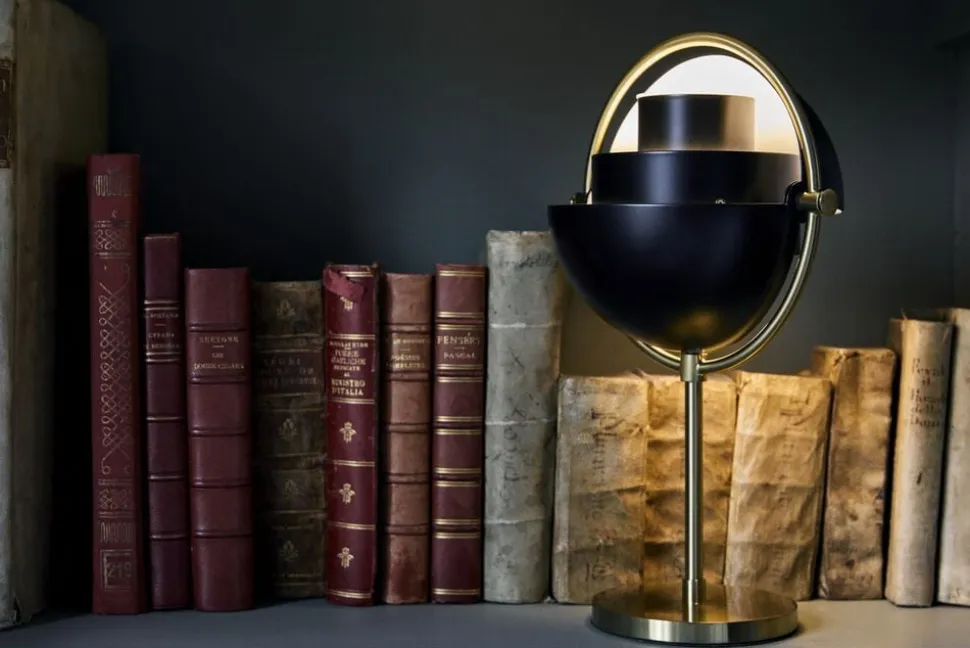 Multi-Lite Portable Lamp, EU Base: Brass, Shade: Black Semi