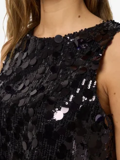 NMELVA S/L DETAIL SEQUIN TOP WVN