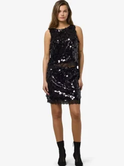 NMELVA S/L DETAIL SEQUIN TOP WVN