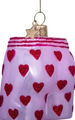 Ornament glas lyserøde boxershorts H7,5cm