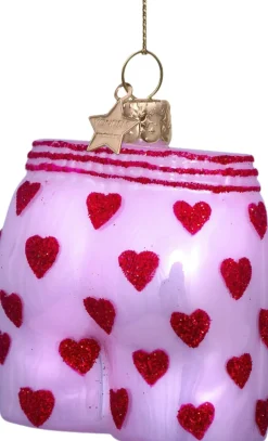 Ornament glas lyserøde boxershorts H7,5cm