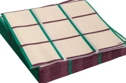 Pattern Napkins-Set of 20 Lunch-Off-white, silver and green braid chec