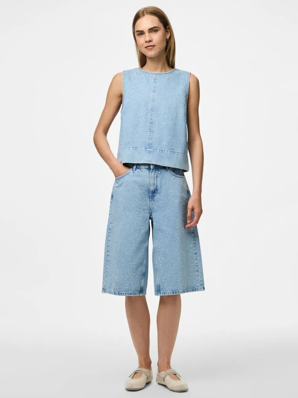 PCNOEL MW DENIM JORTS D2D PP