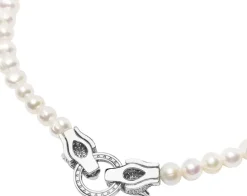 Pearl Choker with Double Panther Head in Silver