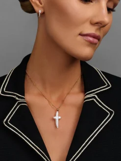 Pearl Cross Chain Necklace