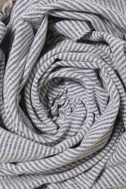 Plaid, Vævet-Royal Blå/Natur, 130x180 cm