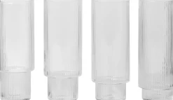 Ripple Long Drink Glasses - Set of 4 - Clear