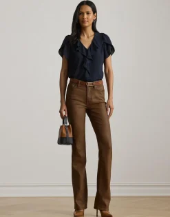 Ruffle-Trim Georgette Blouse