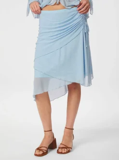 Saffron Asymmetric Mesh Skirt