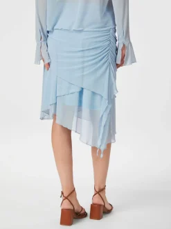 Saffron Asymmetric Mesh Skirt