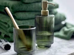 Sæbedispenser Clarity 8 x 19 cm Dark Green Glas/Rustfrit stå