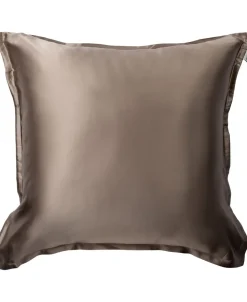 Silke pudebetræk med lynlås, 100 % morbærsilke, 60x63 cm, mørk beige