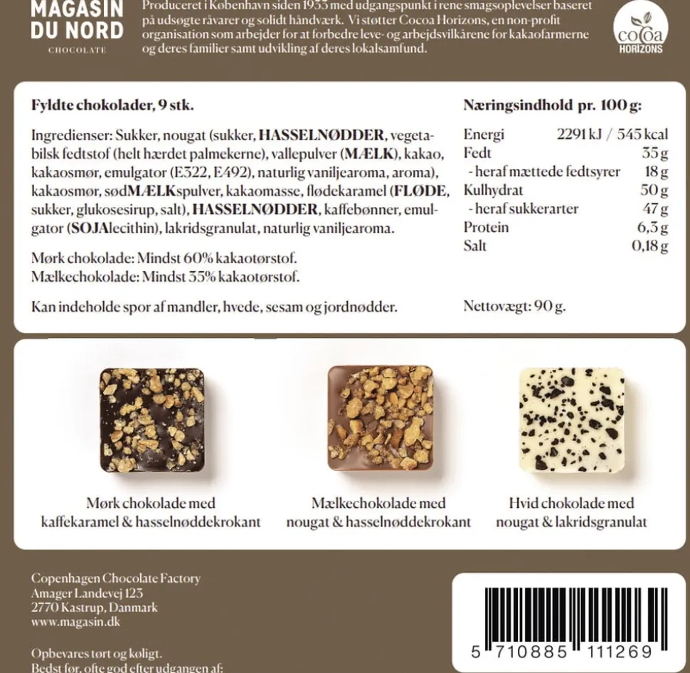 Æske, 9 stk. Dessertchokolade, 90g