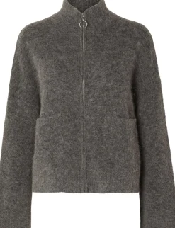 SLFSIA RAS LS ALPACA BLEND KNIT ZIPPER CARDIGAN