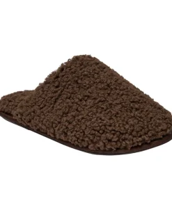Slipper in Curly upper - Dark Brown