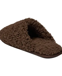 Slipper in Curly upper - Dark Brown