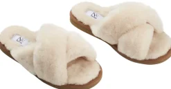 Slippers Cross (100% New Zealand Sheepskin) Natur