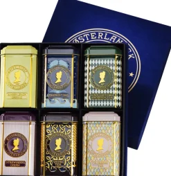 Østerlandsk Gaveæske, 6 stk Tebrevsdåser - Blue