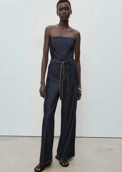 Strapless denim jumpsuit
