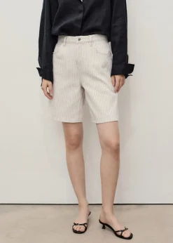 Striped denim shorts