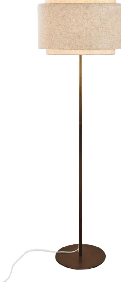 TAKAI FLOOR E27 BRUNISH BRASS BEIGE SHADE