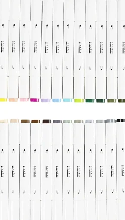 Tegnetusch, streg 1+8 mm, pastelfarver, standardfarver, 24st