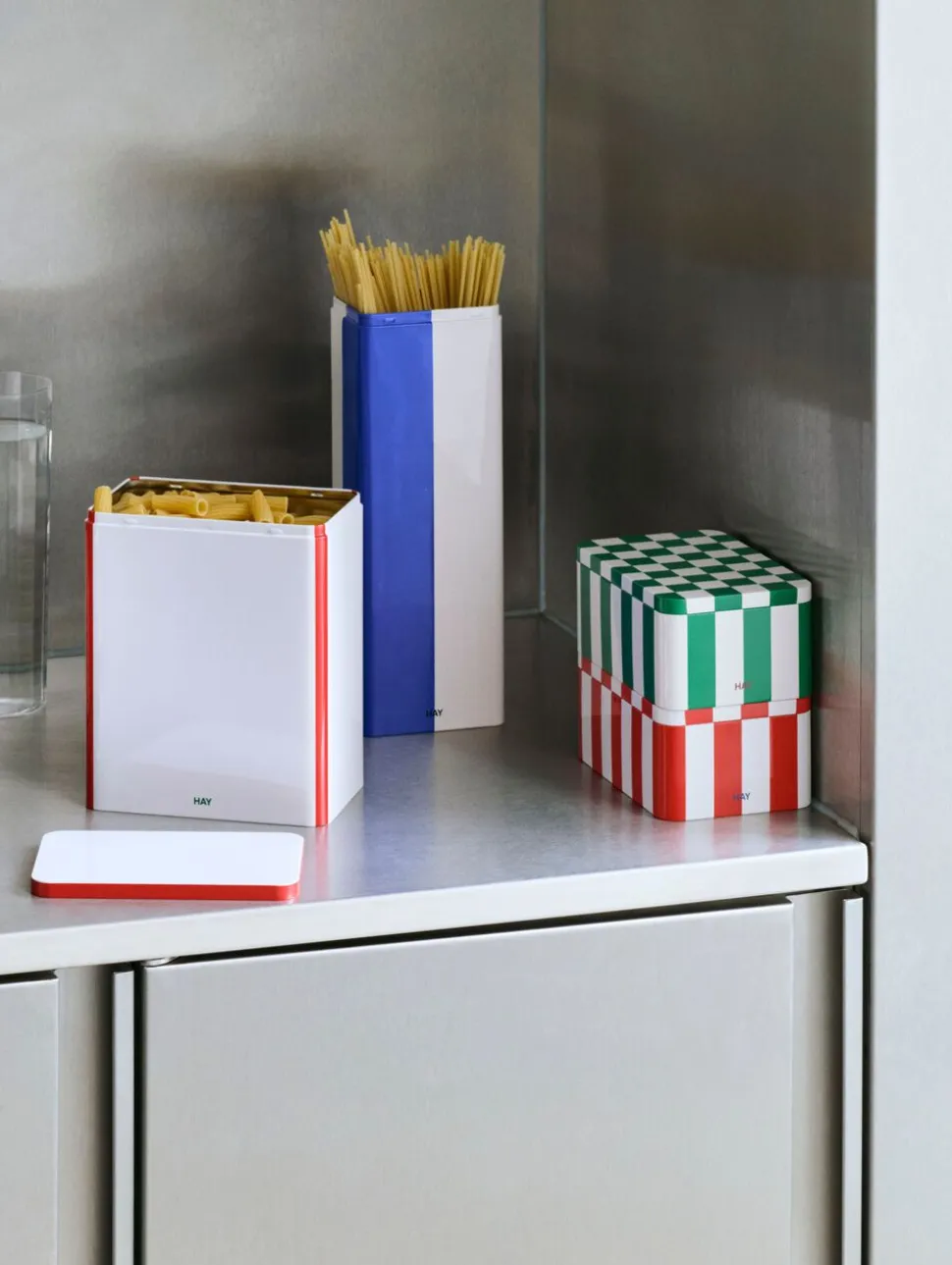 Tin Container-Small-Green and off-white