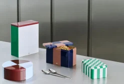 Tin Container-X-Large-Off-White, burgundy and green