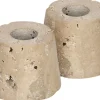 Travertine Candleholder mini taper, S, Desert beige, 2-pack,