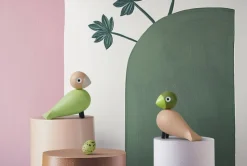 Turtelduer H9 cm lys grøn/rosa 1 par