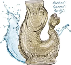 Vandkaraffel fisk, beige, glas, NEMO