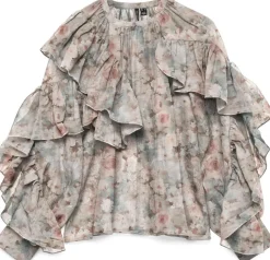 VMSABRINA LS O-NECK FLOUNCE TOP WVN