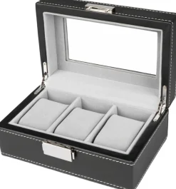 Watch Box 3 Watches Black Synthetic
