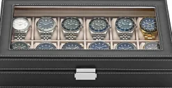 Watch Box 12 Watches Black Syntheti