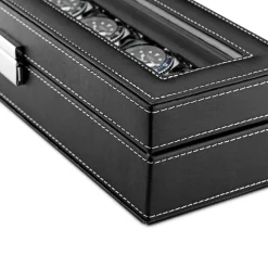 Watch Box 6 Watches Black Synthetic
