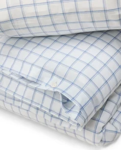 White/Blue Check Lyocell/Cotton Oxford Bed Set
